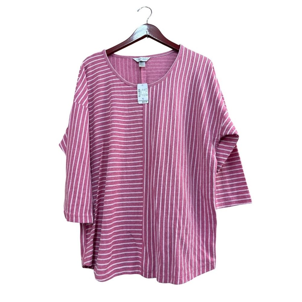 Christopher & Banks Womens Pink & White Striped Top XL
